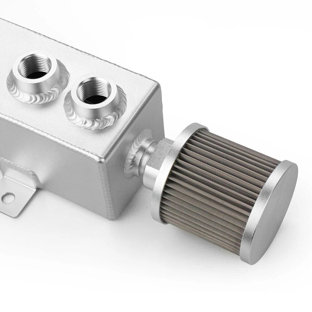 1L Aluminum Oil Catch Can Tank with Breather Baffled Filter Drain Tap