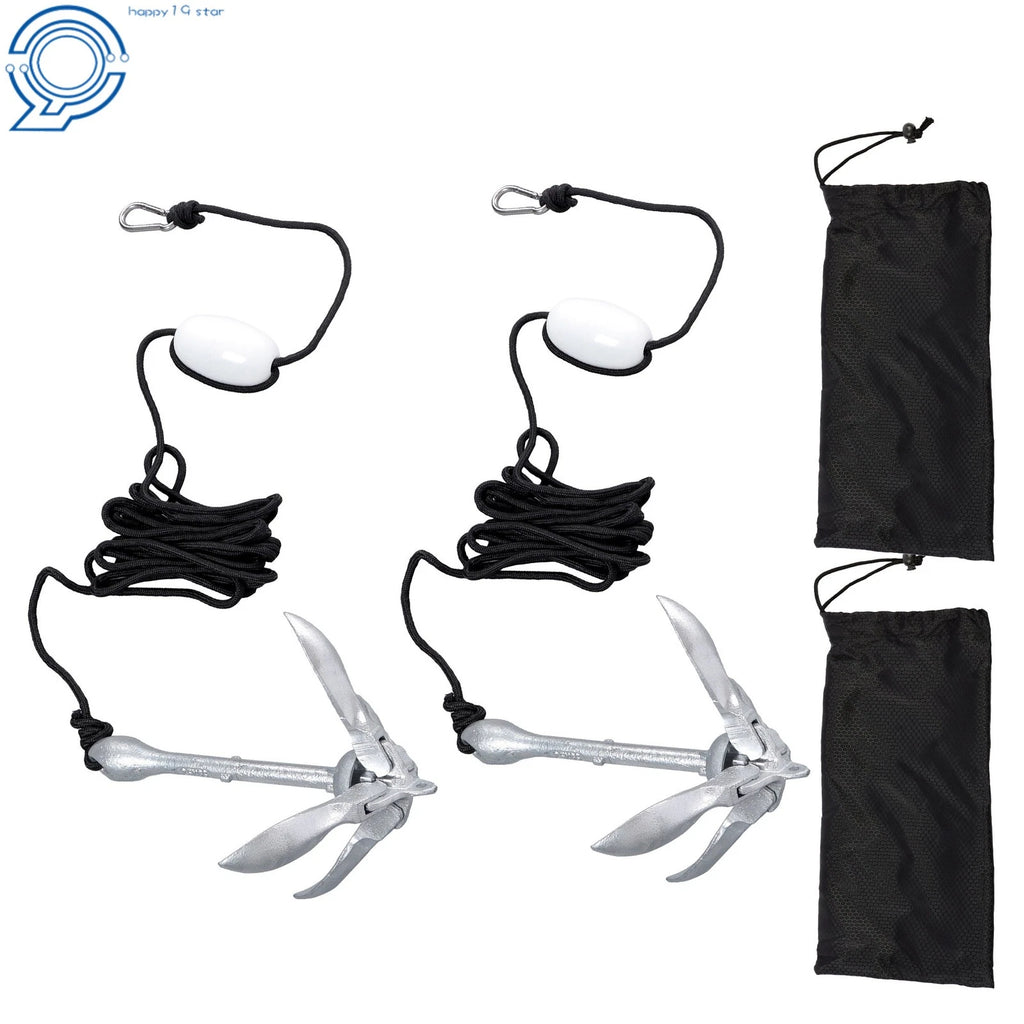 2X Complete Folding Anchor Kit for PWC Boat Kayak Canoe (5.5Lb, 26.2Ft Rope)