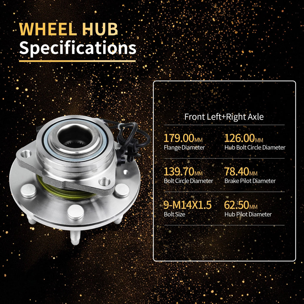 Front Wheel Bearing Hubs for Chevy Silverado GMC Sierra 1500 Tahoe (2007-2013)