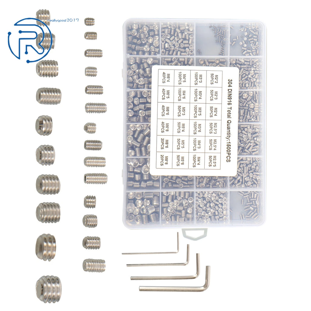 Set of 1500 Stainless Steel Fully Threaded Hex Socket Screws