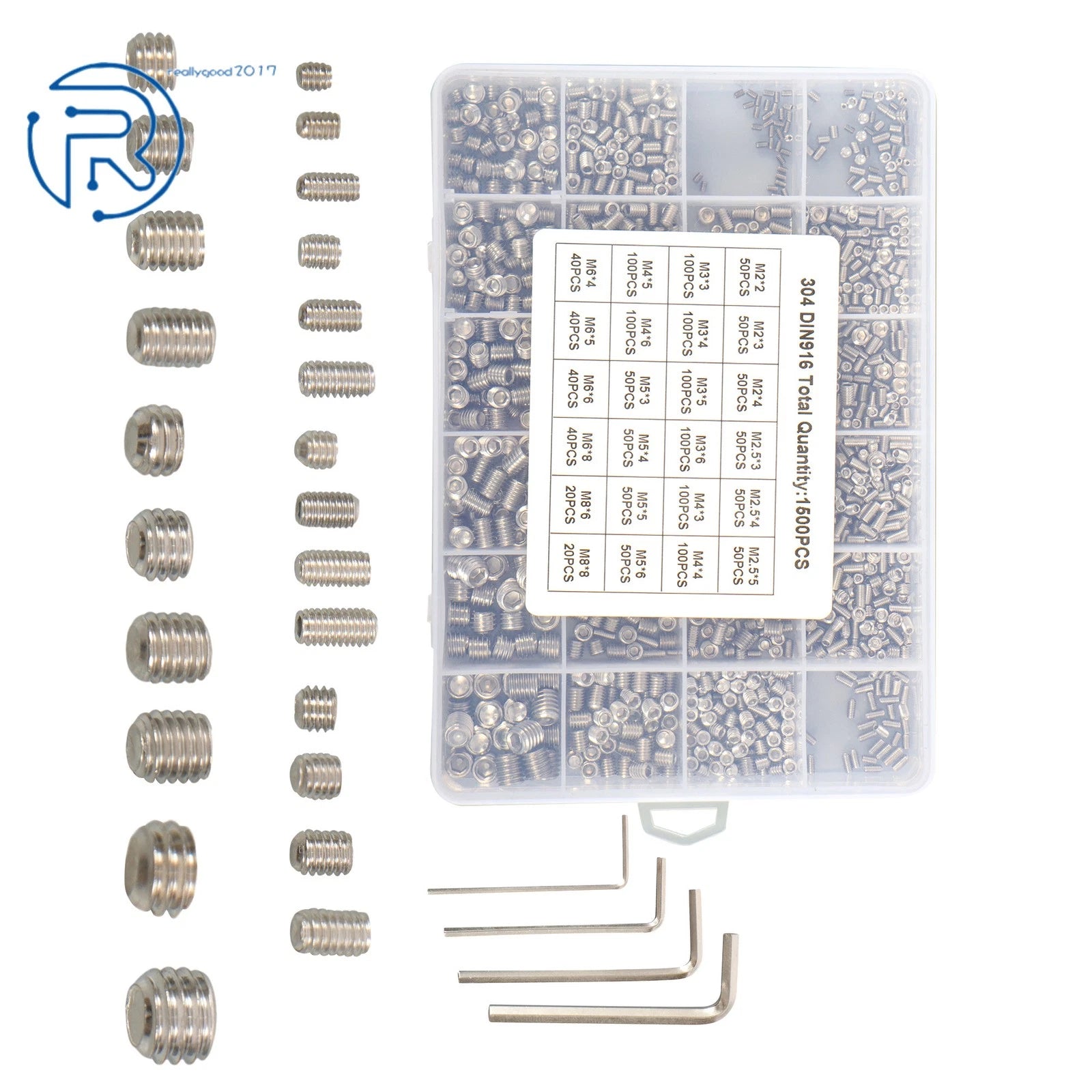Set of 1500 Stainless Steel Fully Threaded Hex Socket Screws