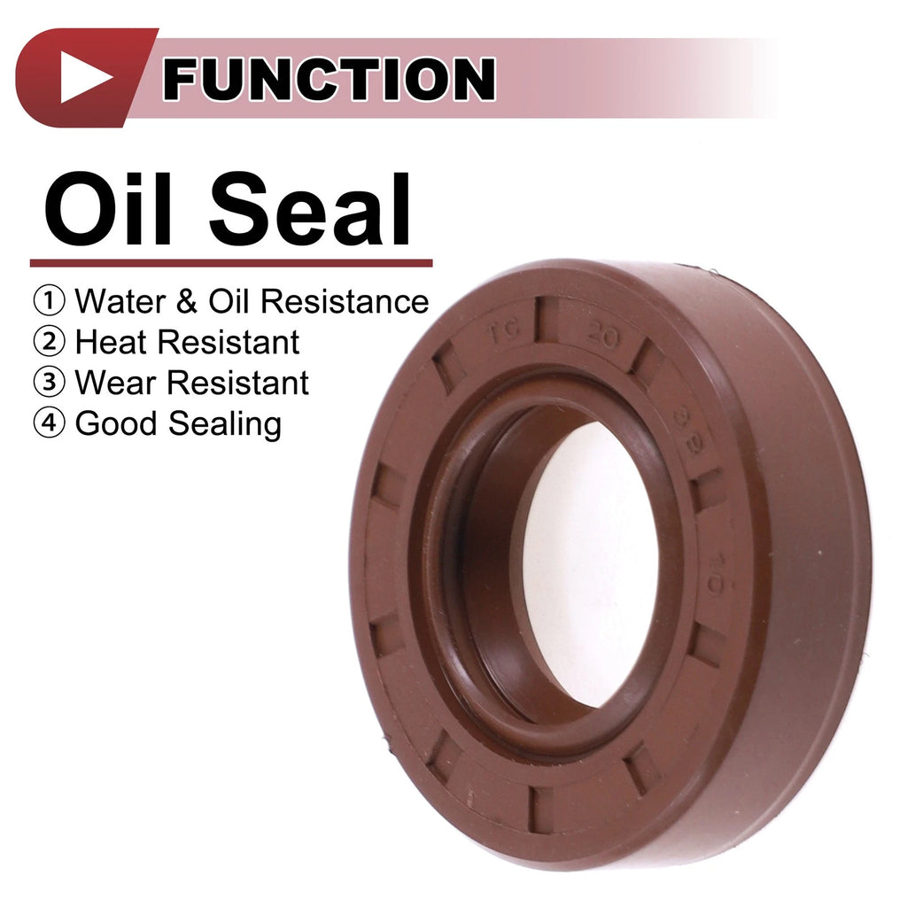 Set of 2 Oil Seal Rotary Shaft Seal FKM Rubber 20x38x10mm for Universal