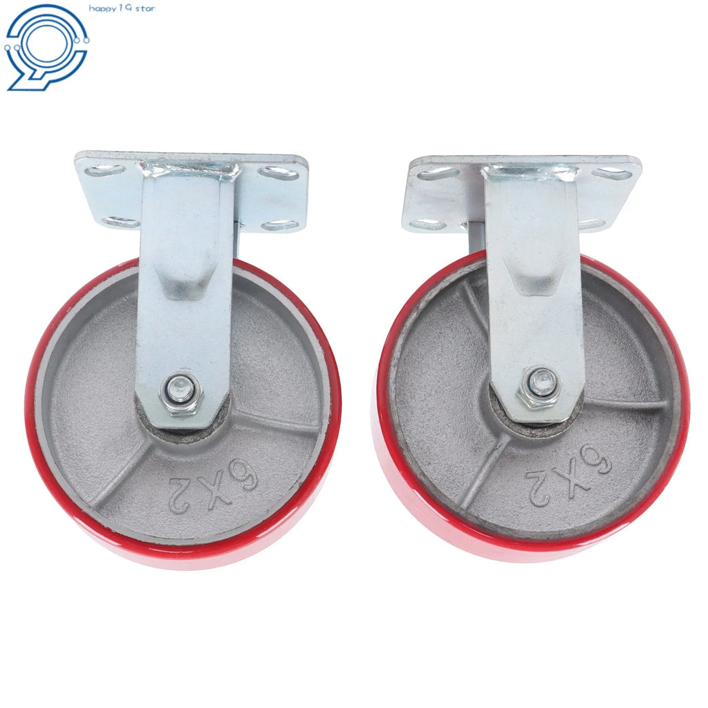 2 Pcs 6" Heavy Duty Polyurethane Caster Wheels for Industrial Use