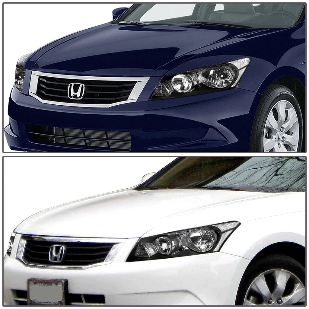 Headlight Set for Honda Accord Sedan (2008–2012) Black Housing Clear Corner