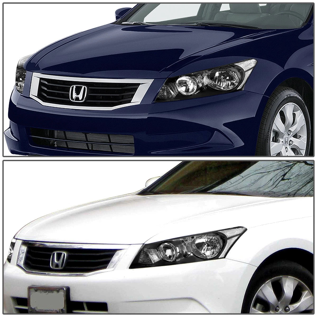 Headlight Set for Honda Accord Sedan (2008–2012) Black Housing Clear Corner