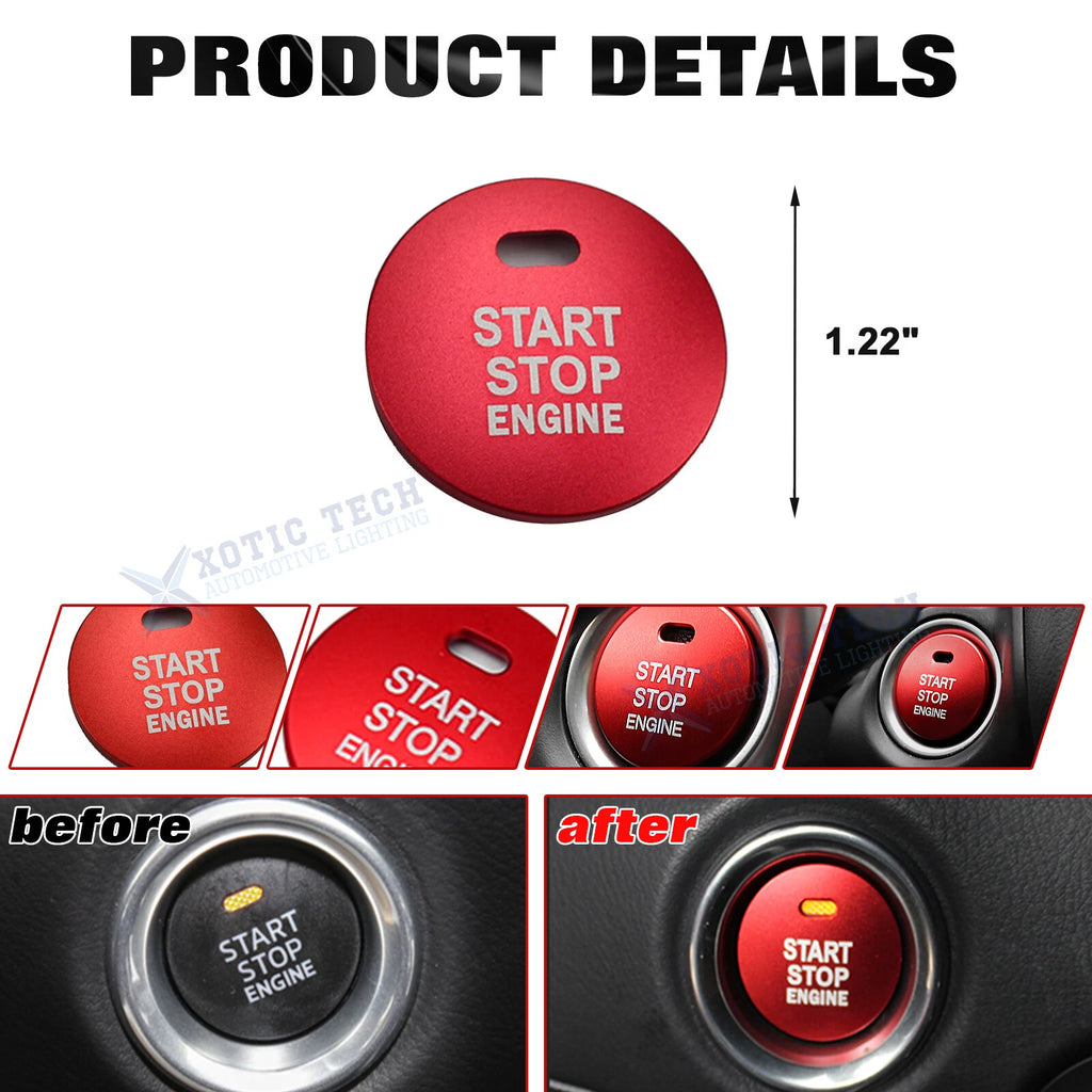 Red Keyless Engine Start Button Cover Decoration for Mazda 3 6 MX-5 CX-5 Miata (2012-2024)