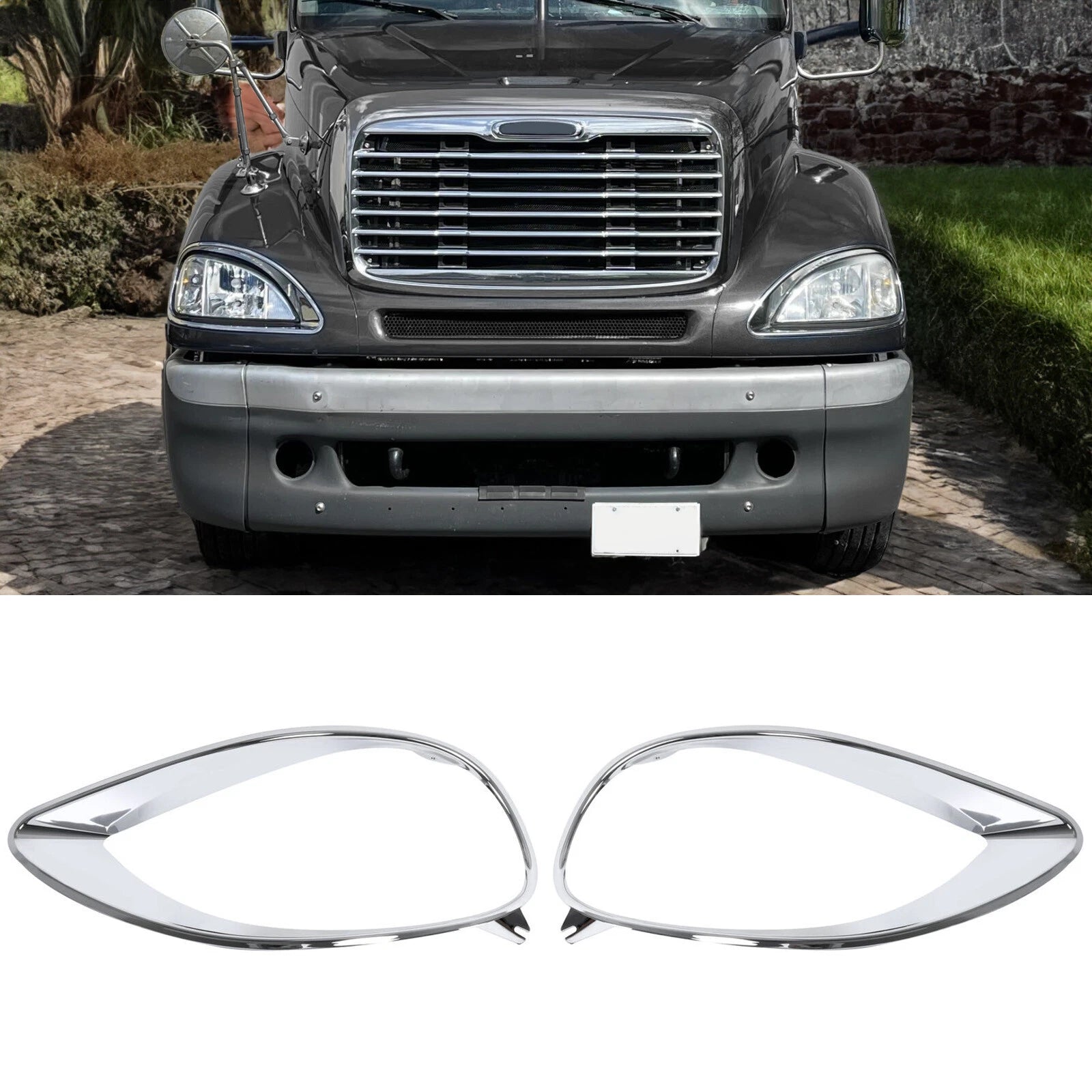 Chrome Headlight Bezel Trim Set for Freightliner Columbia (2001–2017)