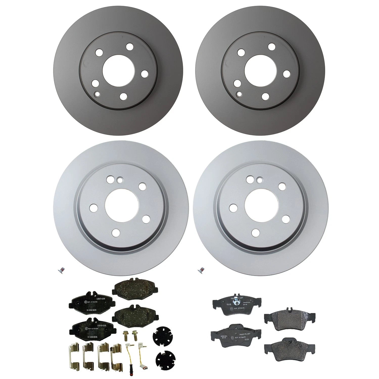 Set of 4 Hella Low-Met Disc Brake Pads for Mercedes W211 E350 (2006–2009)