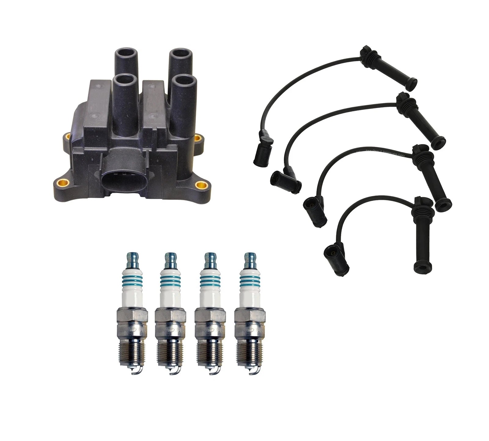 Denso Ignition Coil & Wire Set for Mazda Ford L4 (Iridium, 4X Spark Plug)