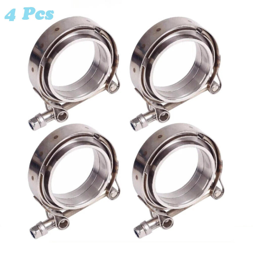 Set of 4 V Band Clamp Kit for Turbo Exhaust (3 Inch)
