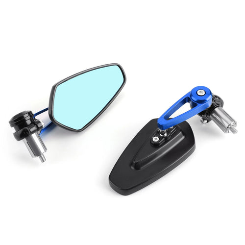 1 Pair Blue Rear View Handle Bar End Side Mirrors for Motorcycle