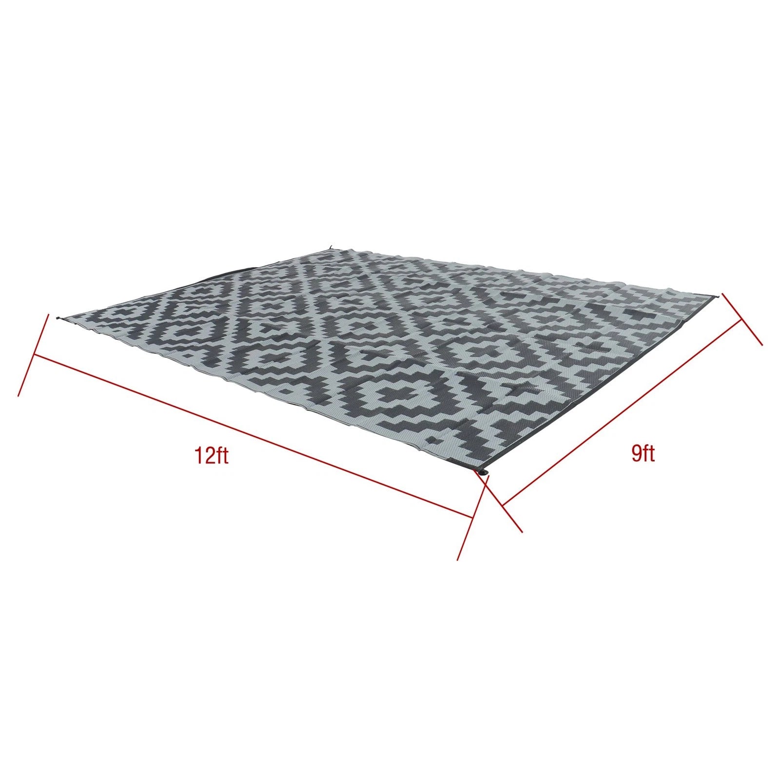 Outdoor Waterproof Carpet Rug 9x12FT Black Gray