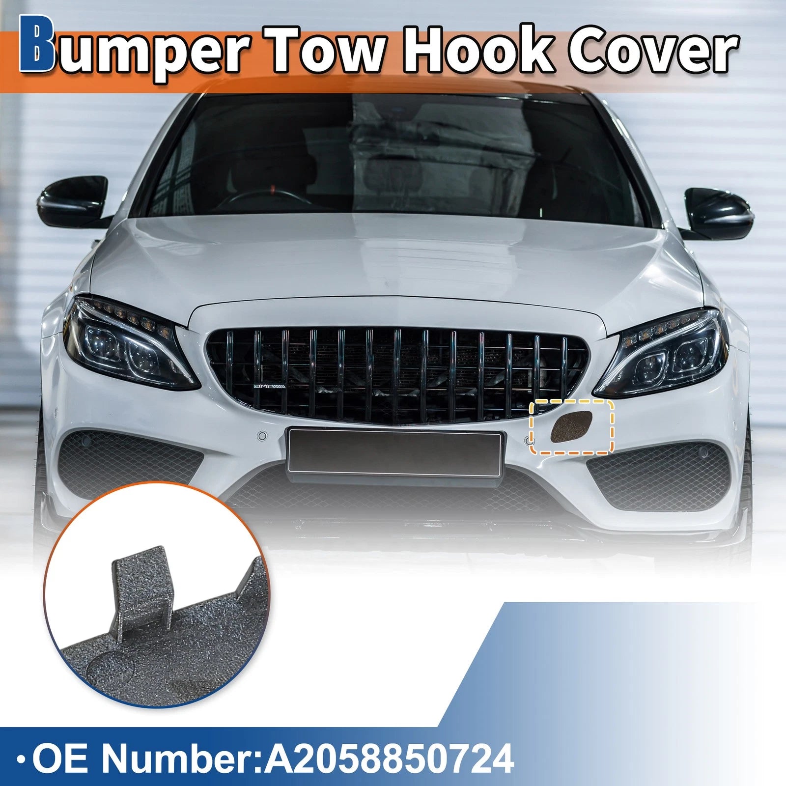 Tow Hook Cover for Mercedes-Benz C-Class (2015–2021) No.A2058850724 Brown