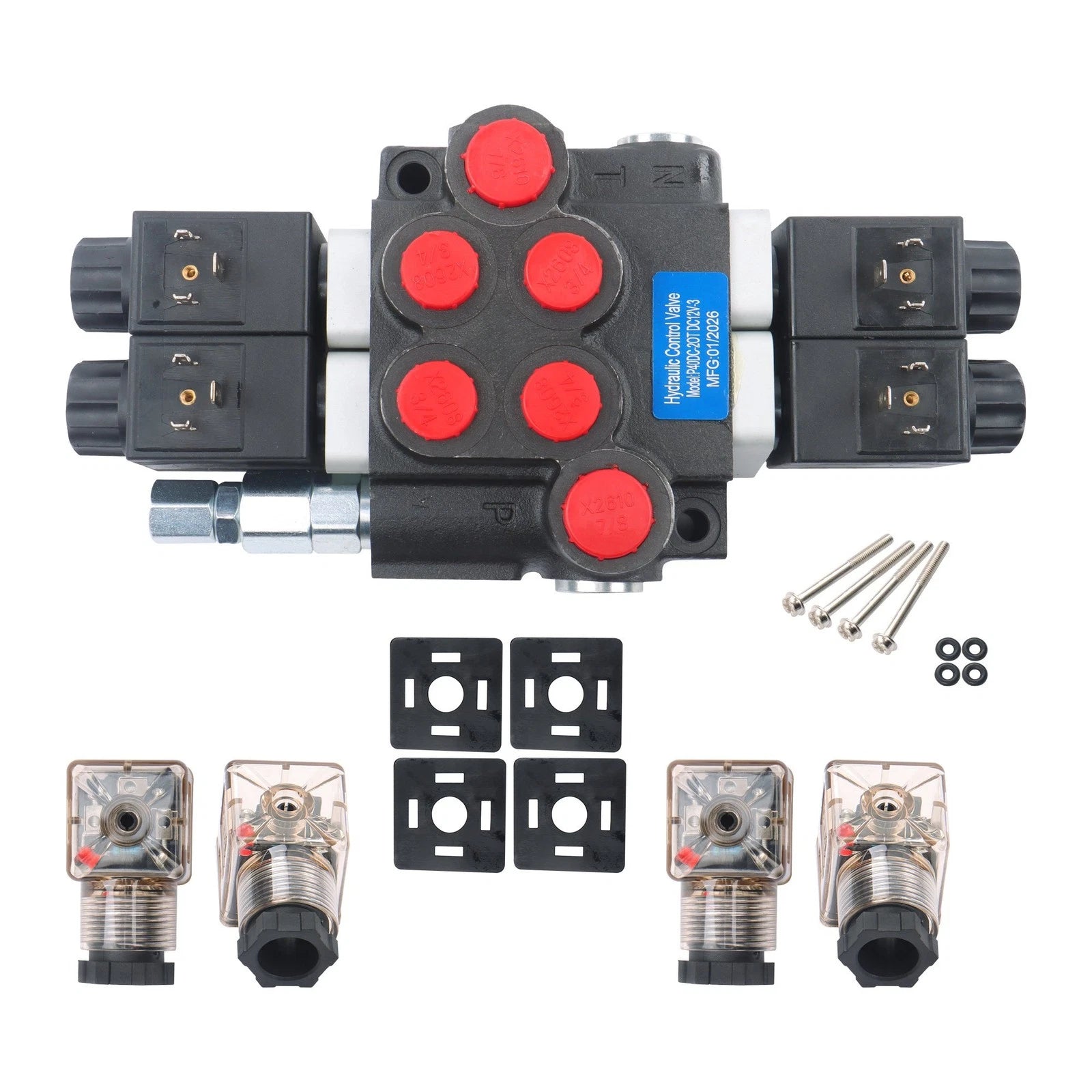 Hydraulic Solenoid Valve 2 Spool 12V DC 3600 PSI for