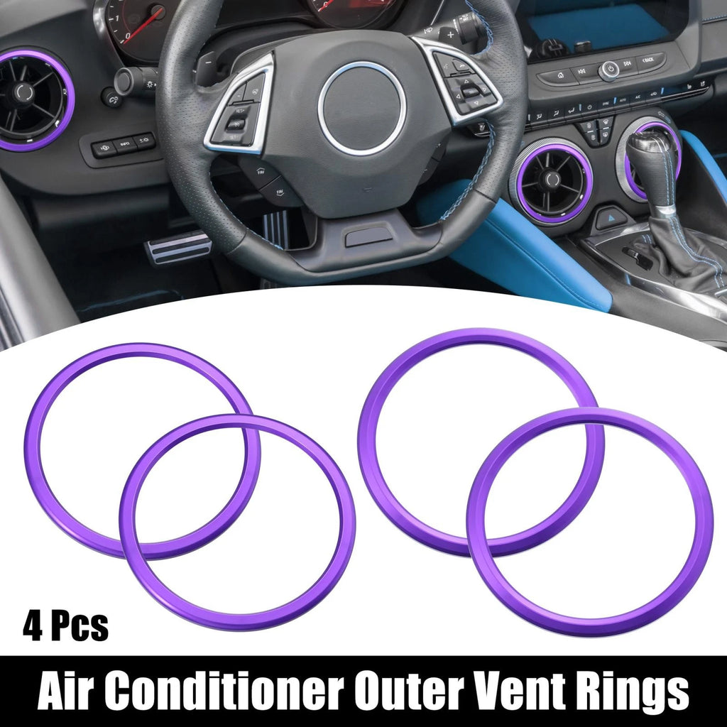 Set of 4 AC Outer Vent Rings Trim Covers for Chevrolet Camaro (2016–2020) Purple
