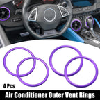 Set of 4 AC Outer Vent Rings Trim Covers for Chevrolet Camaro (2016–2020) Purple