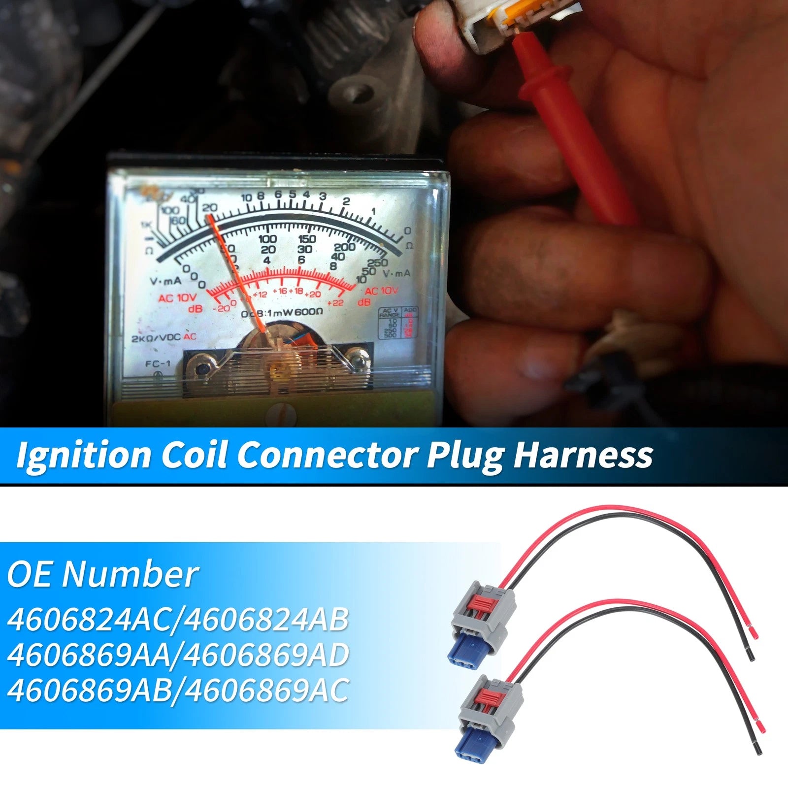 2Pcs Ignition Coil Connector Plug Harness for Chrysler 200 (2007–2014) No. 4606824AC