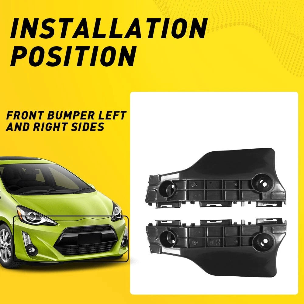 Set of 2 Bumper Retainers for Toyota Prius C (2012–2017) Front Outer Black