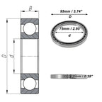 Deep Groove Ball Bearing 75x95x10mm for Scooter Skateboard (1Pc)