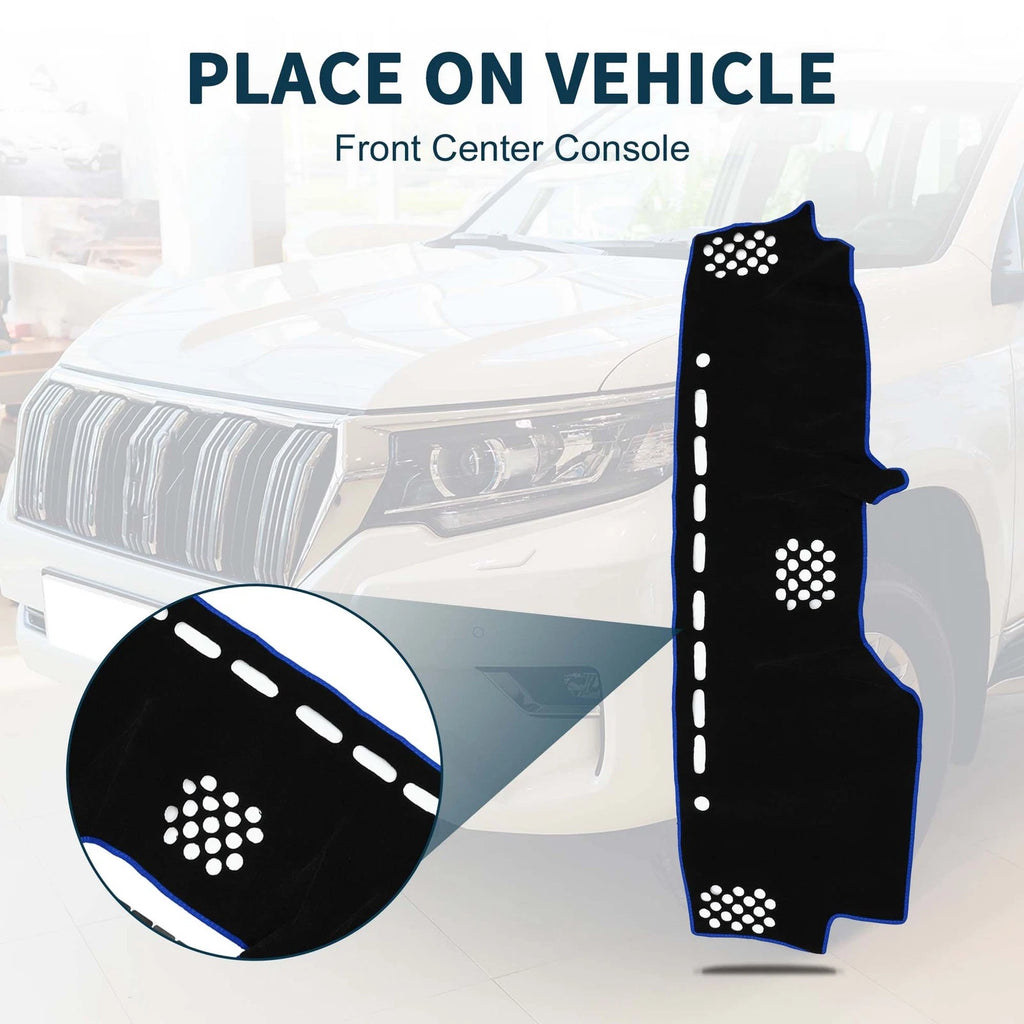 Dashboard Dash Cover Mat for Toyota Prado (2017–2024) Black Blue Set of 1