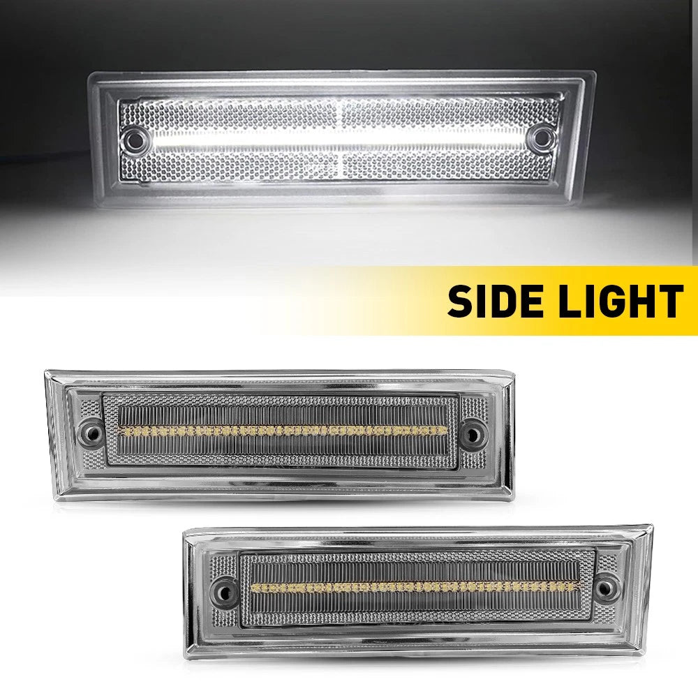LED Clear Front Side Marker Signal Lights for GMC K5 Jimmy Suburban (1981–1991)