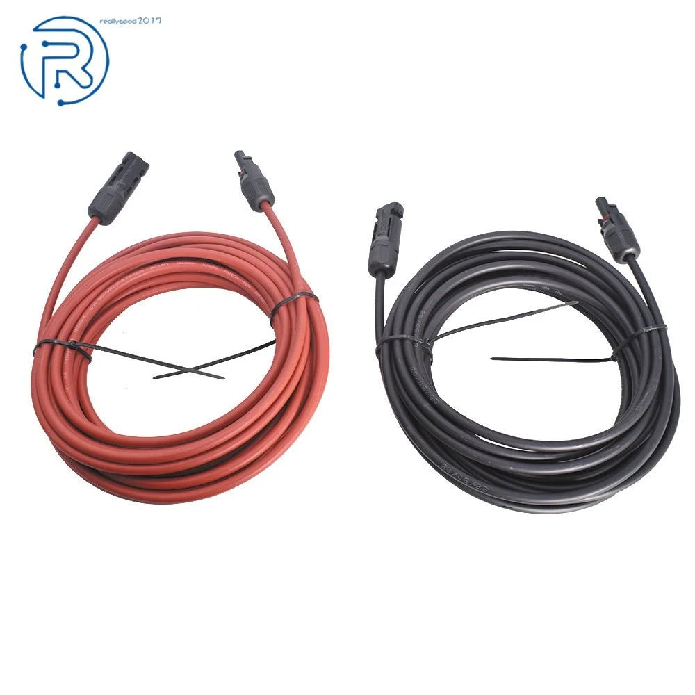 1 Pair 30 Feet 12AWG Solar Panel Extension Cable Connector for Solar Systems