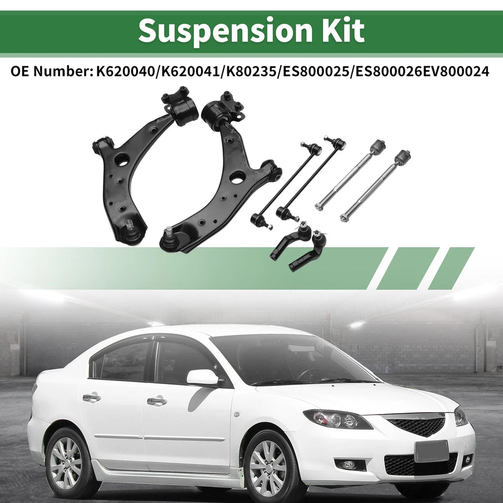8 Pcs Front Lower Control Arms for Mazda 3 (2004–2009) No.K620040/K620041/K80235