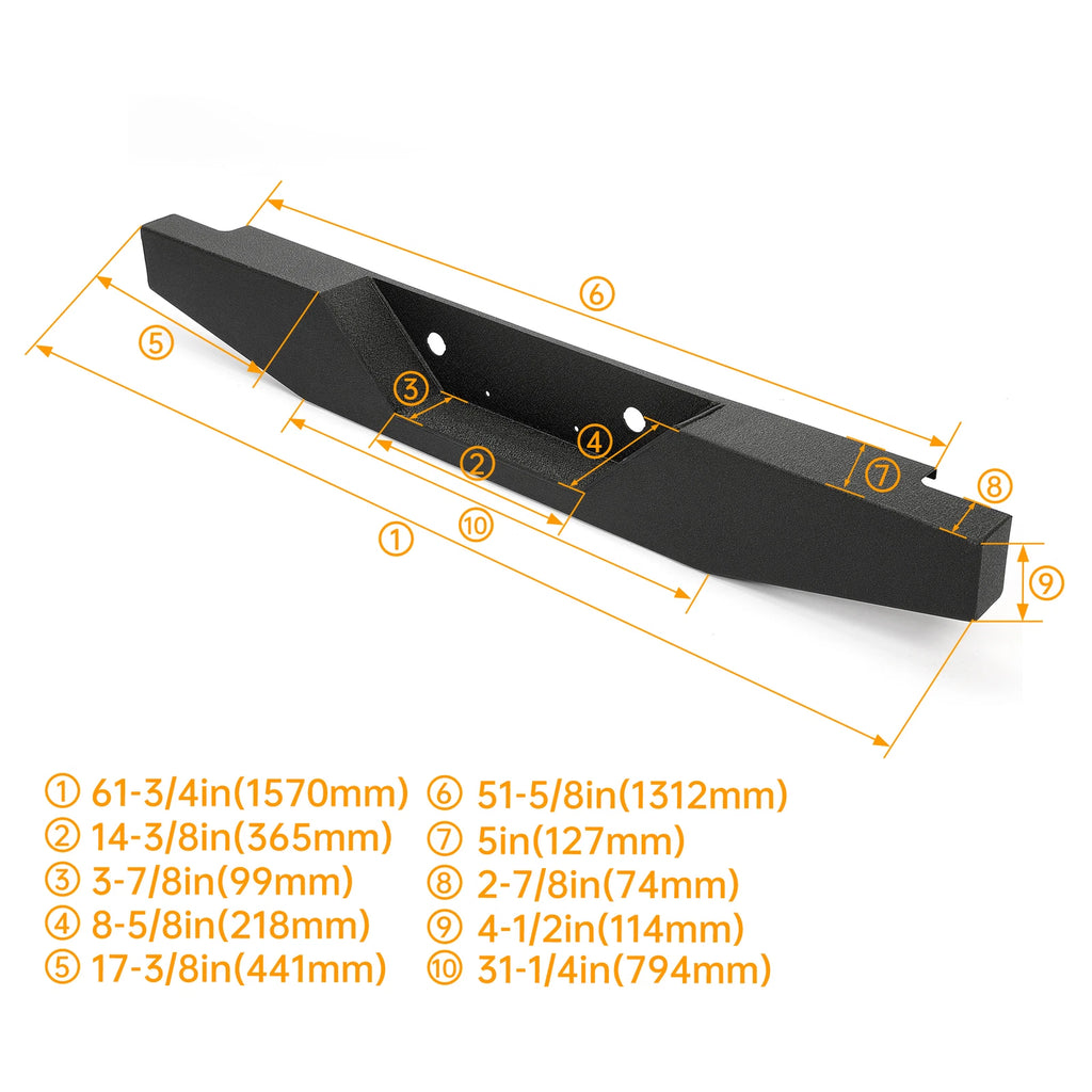 Steel Rear Step Bumper Assembly for Ford Ranger Pickup (1993–2011)