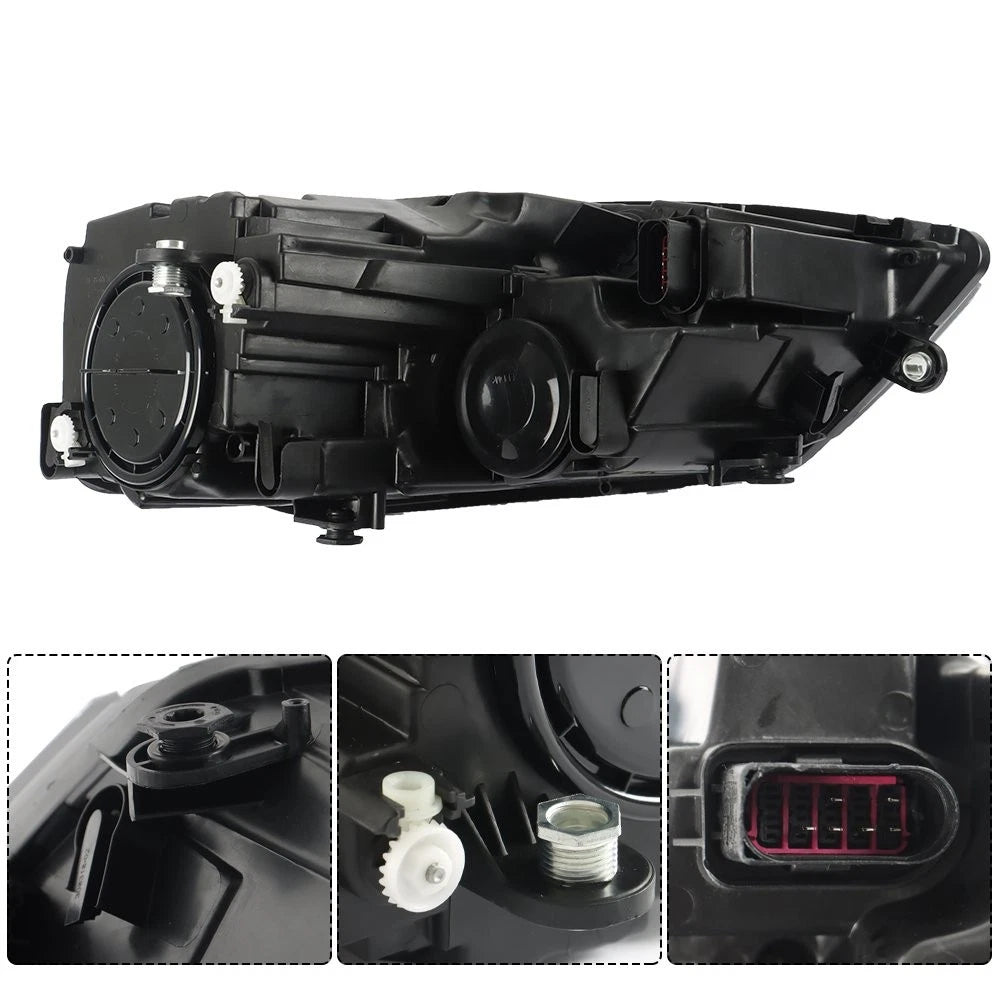 RH Right Headlight for Volkswagen Jetta (2011–2018) Halogen Black Clear