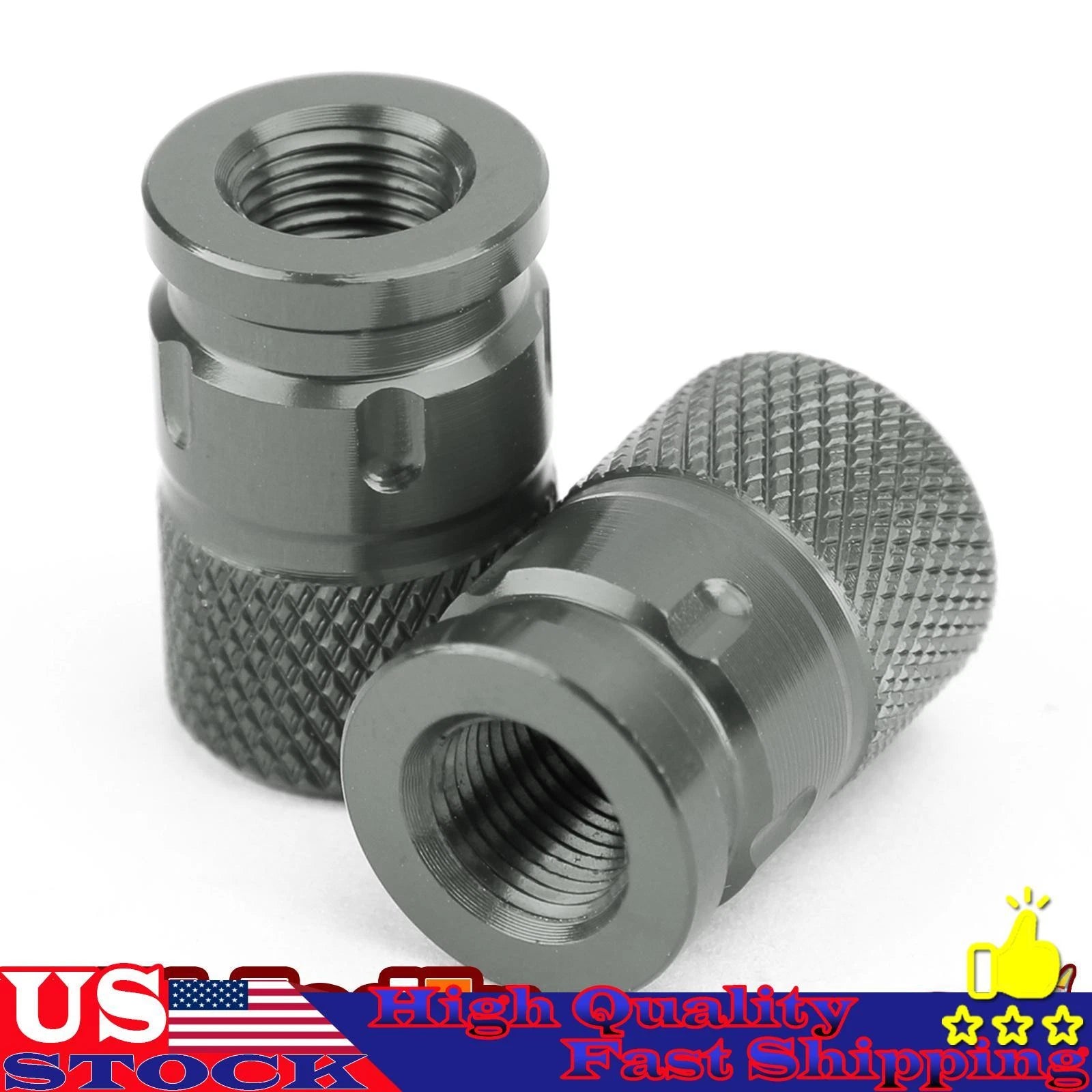 2X CNC Titan-color Anti-Thief Tire Valve Stem Caps for Car Truck Bike Motor