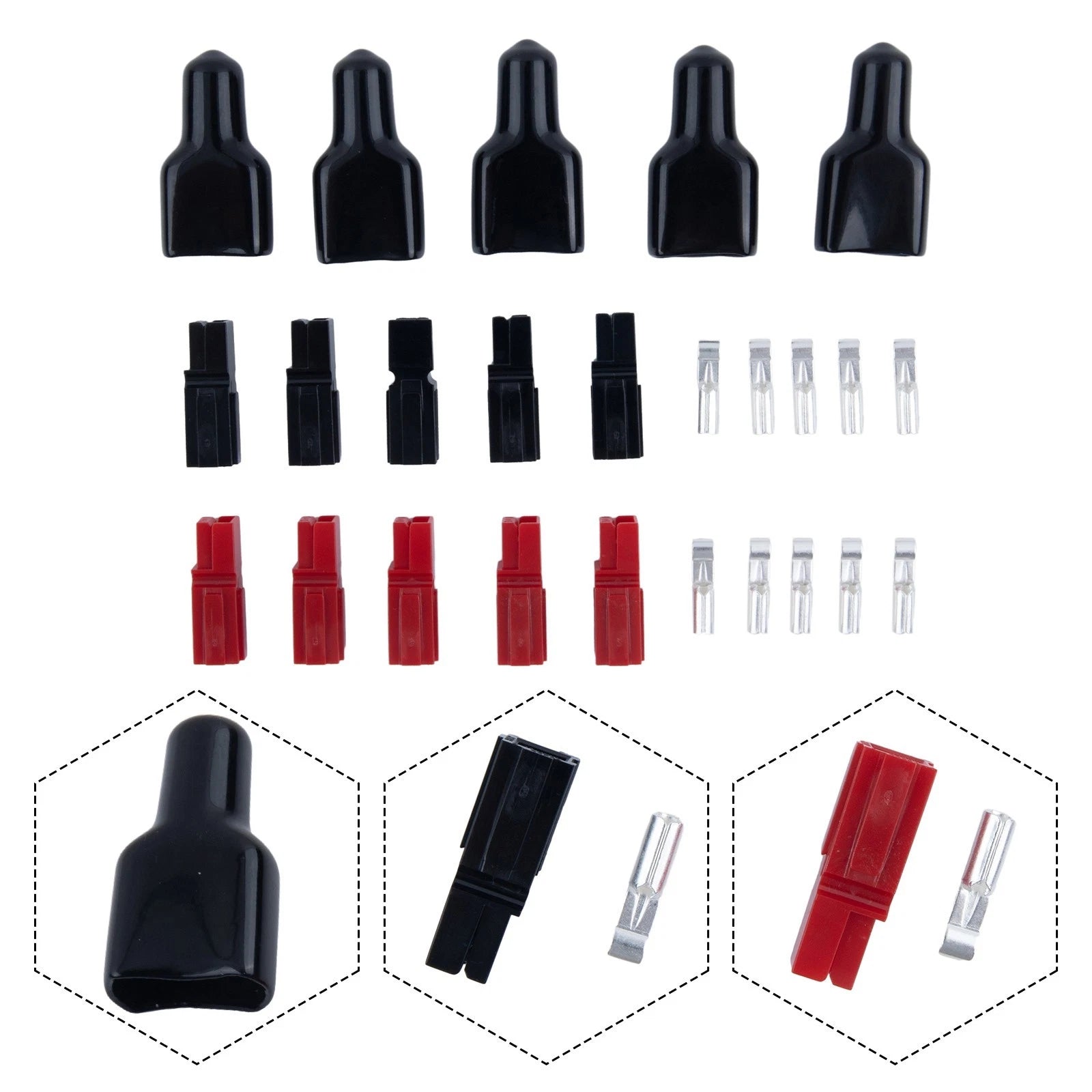 5 Pairs of 30AMP Anderson-Style Connectors with Rubber Covers