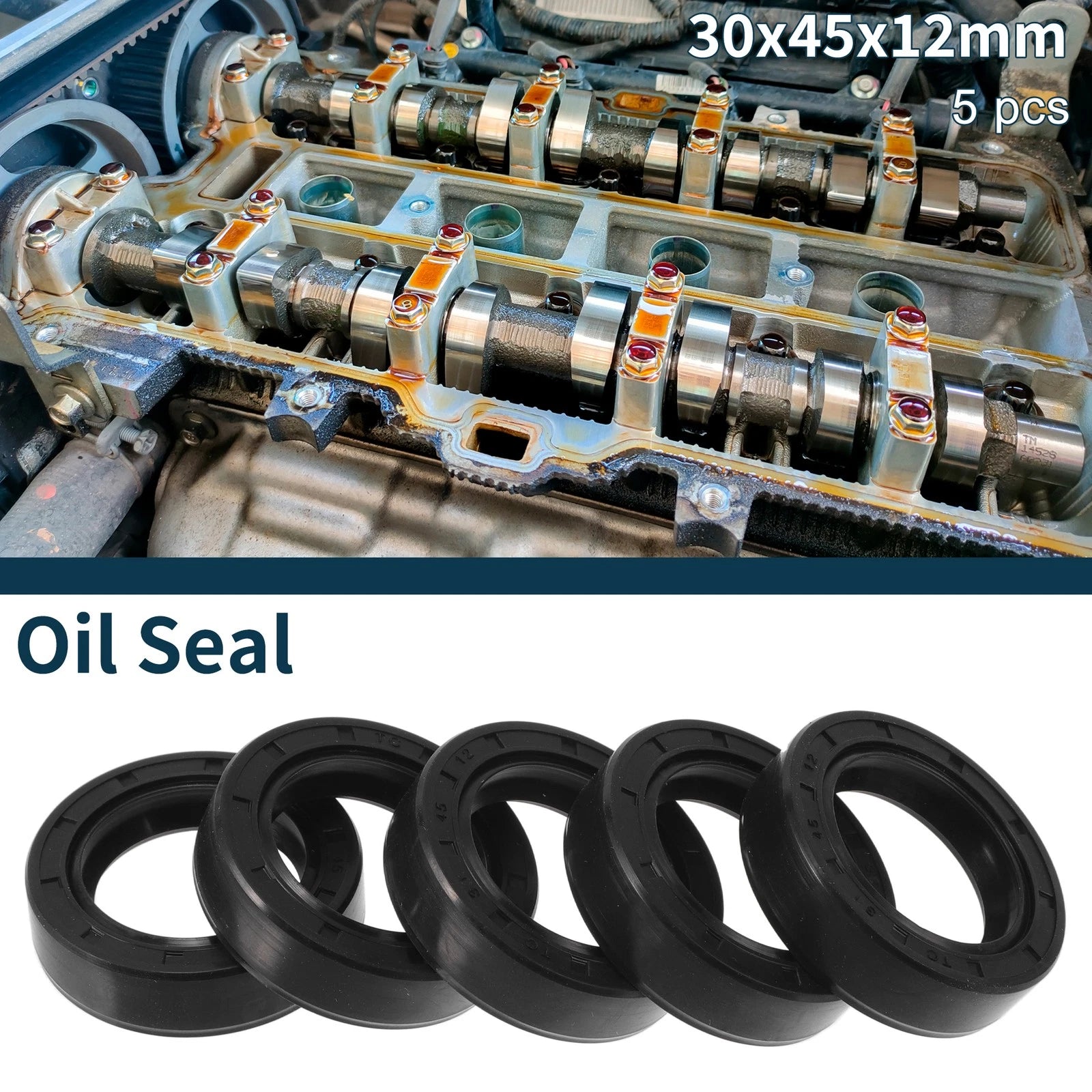 Set of 5 Oil Seal Rotary Shaft Seal NBR Rubber 30x45x12mm