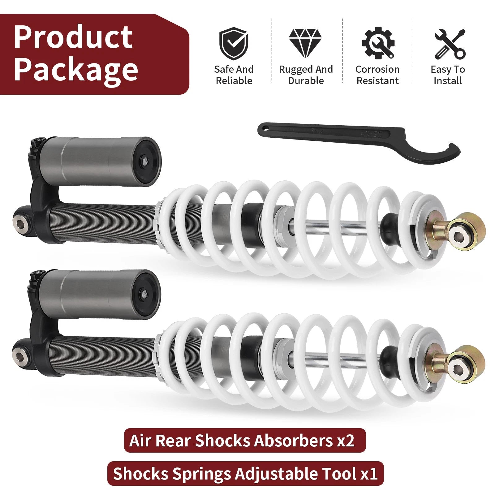 Rear Air Shock Absorbers for Polaris RZR S 800 (2008-2014)