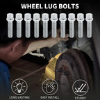 10 Pcs M14x1.5mm Ball Seat Wheel Lug Bolt 50mm Shank for Volkswagen Audi 