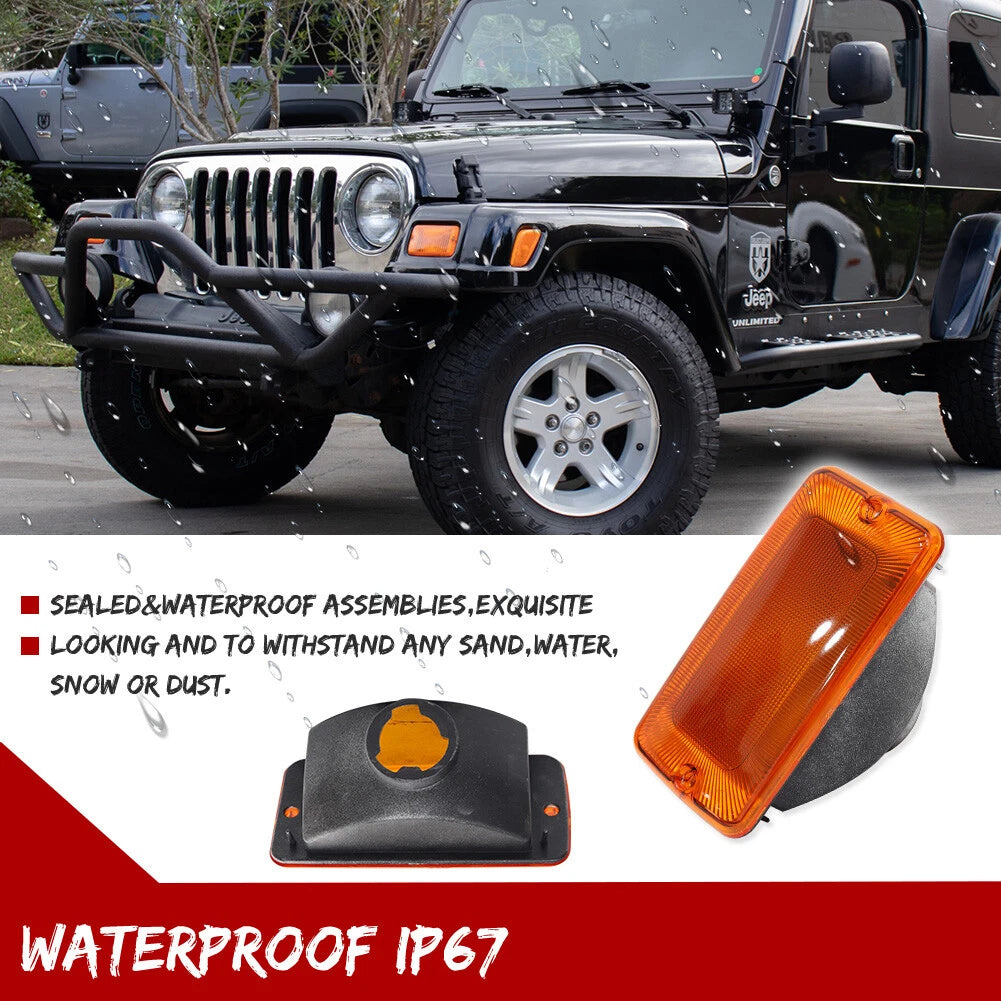 Set of 4 Front Bumper Signal & Fender Side Marker Lights for Jeep Wrangler (1997–2006)