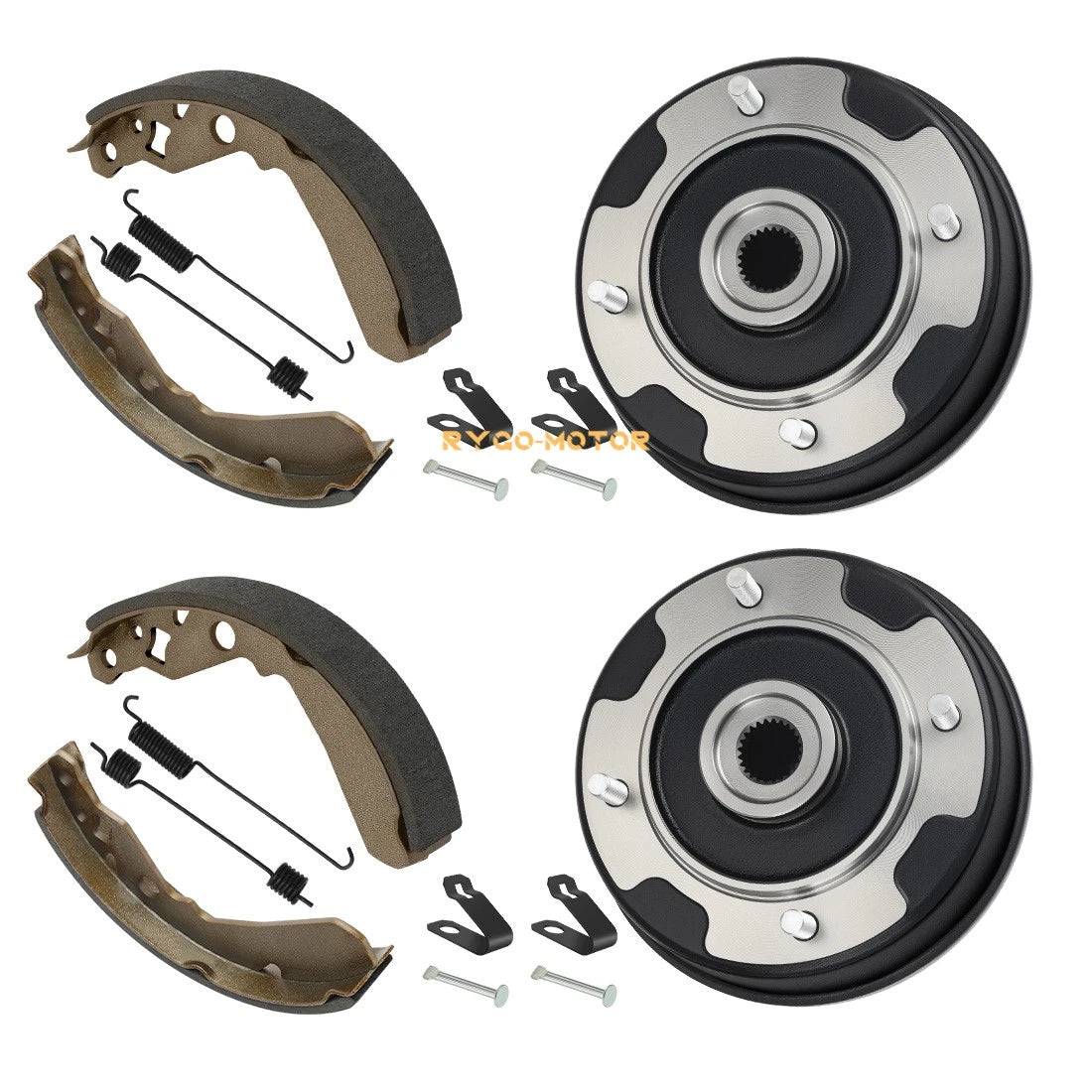 Set of 2 Rear Wheel Brake Drum & Shoes for Kawasaki Mule 550 KAF300C (1997–2004)
