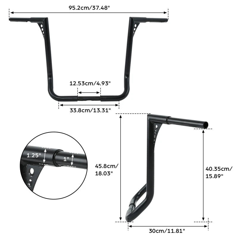 1-1/4" 18" Ape Hanger Handlebar for Harley Touring Glide (1982–2023)
