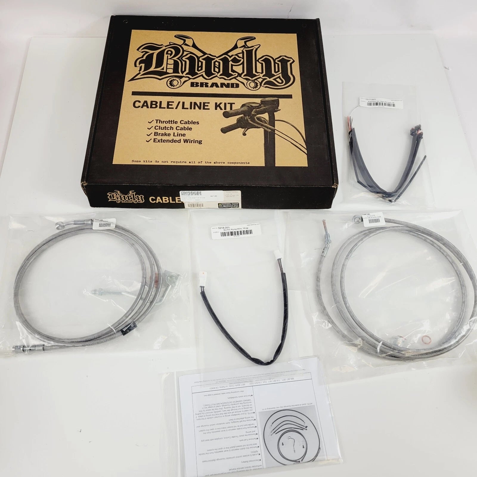 Burly Brake Line Kit for Harley (B30-1167) 14" Gorilla Bars Stainless Braid