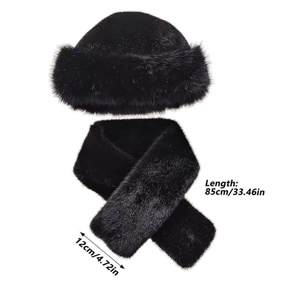 Set of 2 Thick Plush Warm Scarves and Hats for Women Winter (2023–2023)
