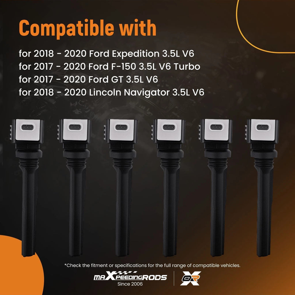 Set of 6 Ignition Coils for Ford F-150 Navigator 3.5L V6 (2017–2020)