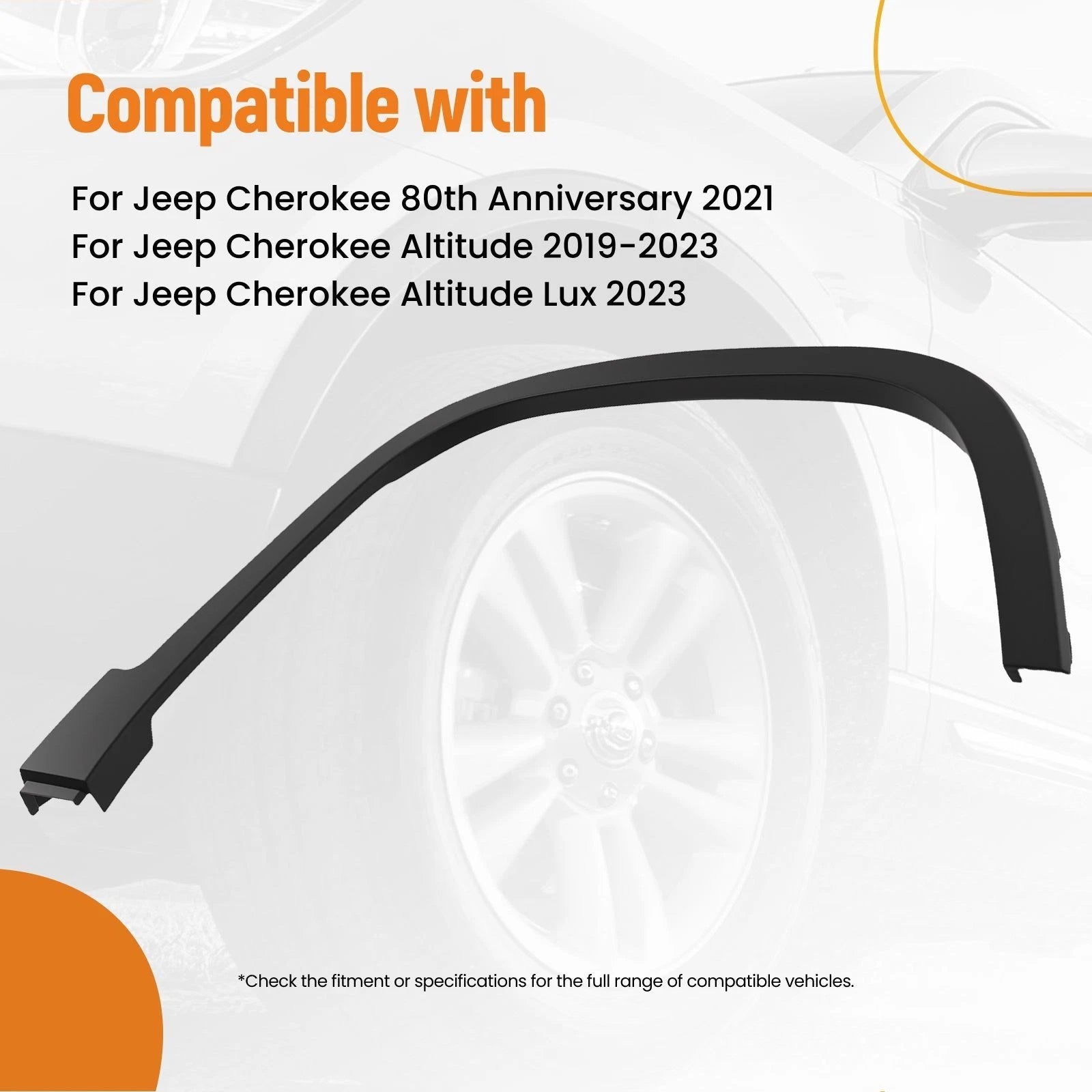 Front RH Fender Trim for Jeep Cherokee (2019–2023) 68315994AD, Black