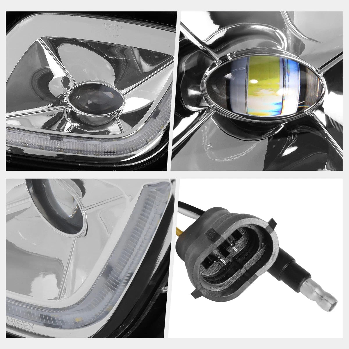 LED DRL Chrome Housing Projector Fog Lights for Freightliner Cascadia (2008–2017)