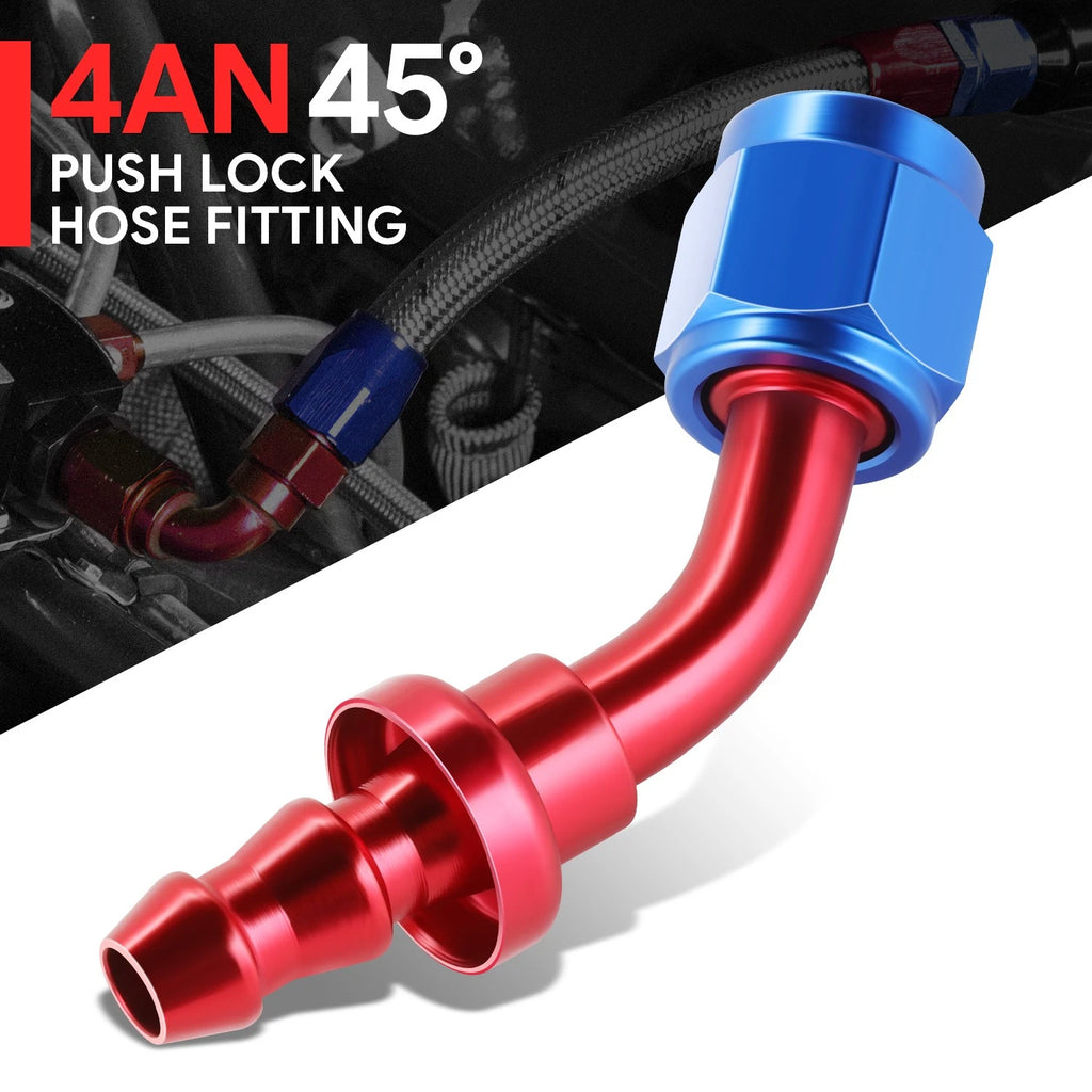 AN4 45 Degree Swivel Oil/Fuel Line Hose End Push-On Male Fitting for
