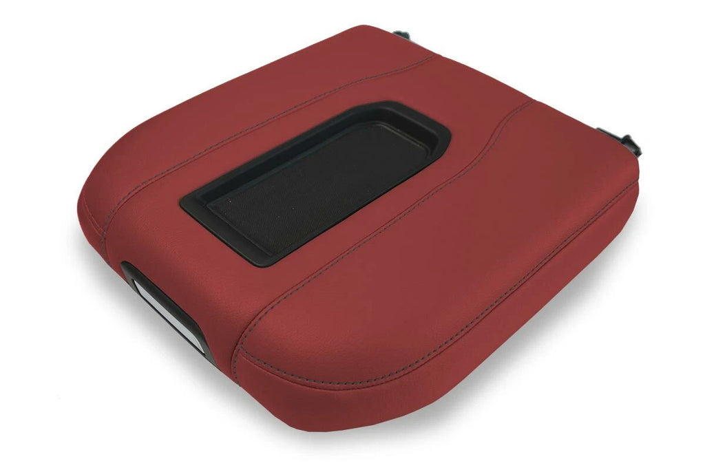 Console Lid Bucket Cover Leather for Chevrolet Silverado (2019–2020) Red Black Stitch