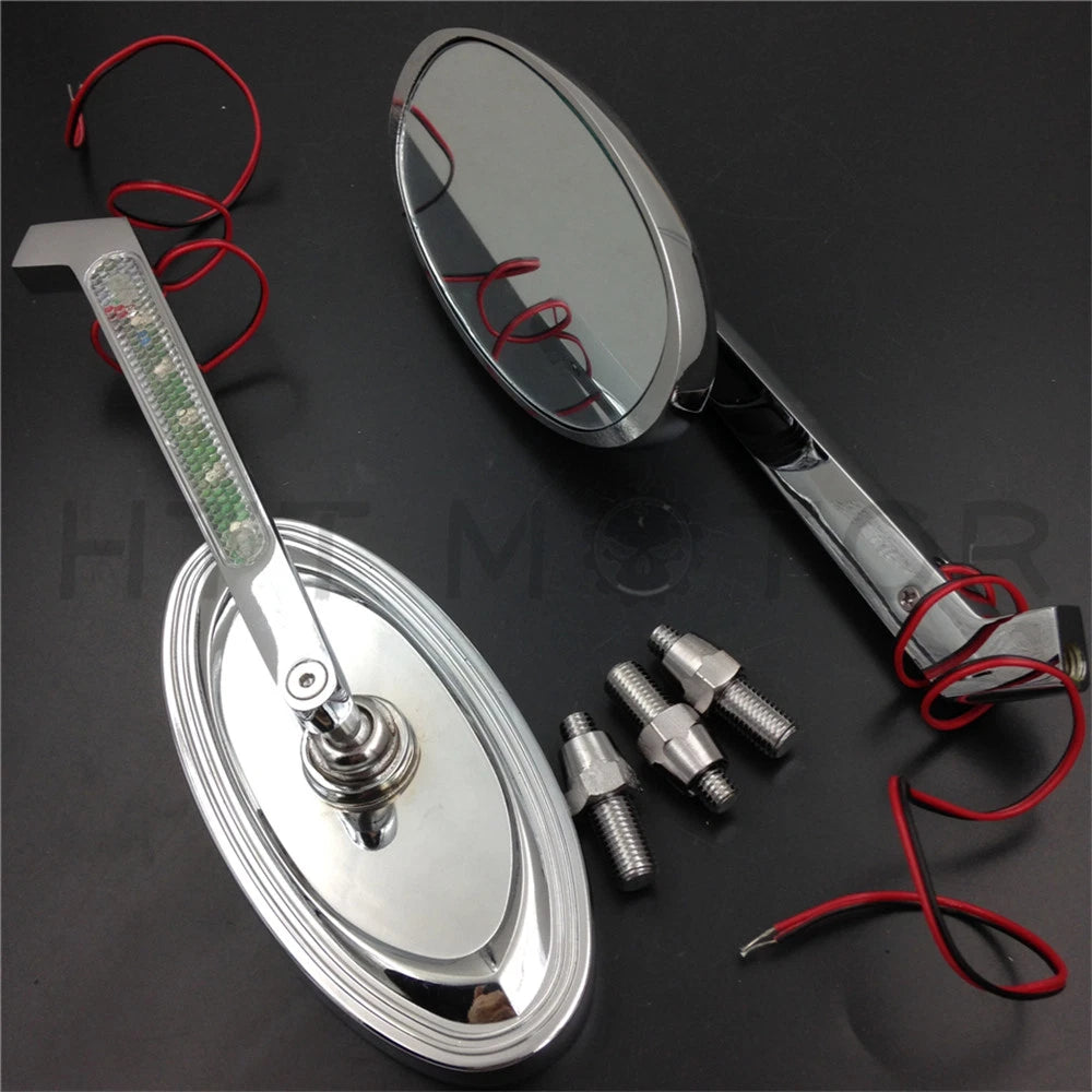 LED Turn Signal Oval Mirrors for Suzuki GSXR600 750 1000 1100 (All Years)