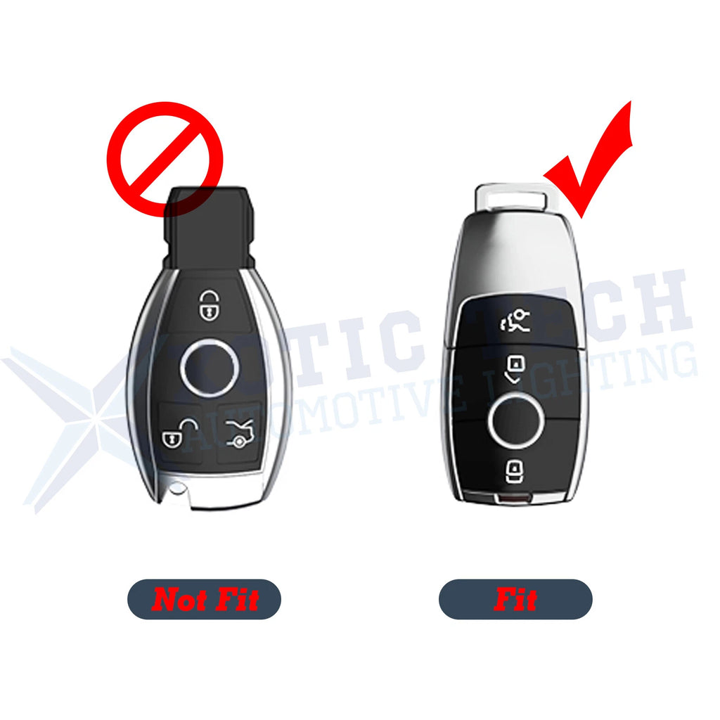 2Pcs Silver Blue TPU Smart Control Key Covers for Mercedes E S-Class (2010-2024)
