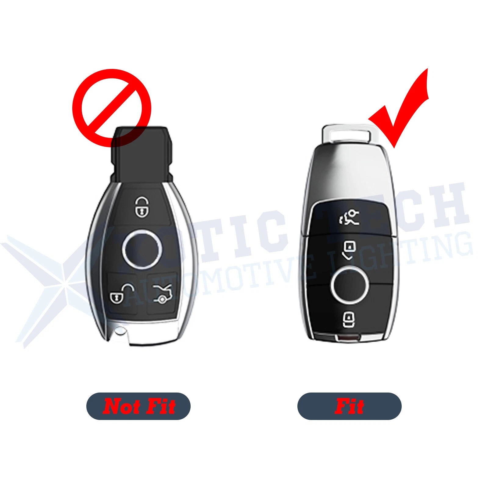 2Pcs Silver Blue TPU Smart Control Key Covers for Mercedes E S-Class (2010-2024)