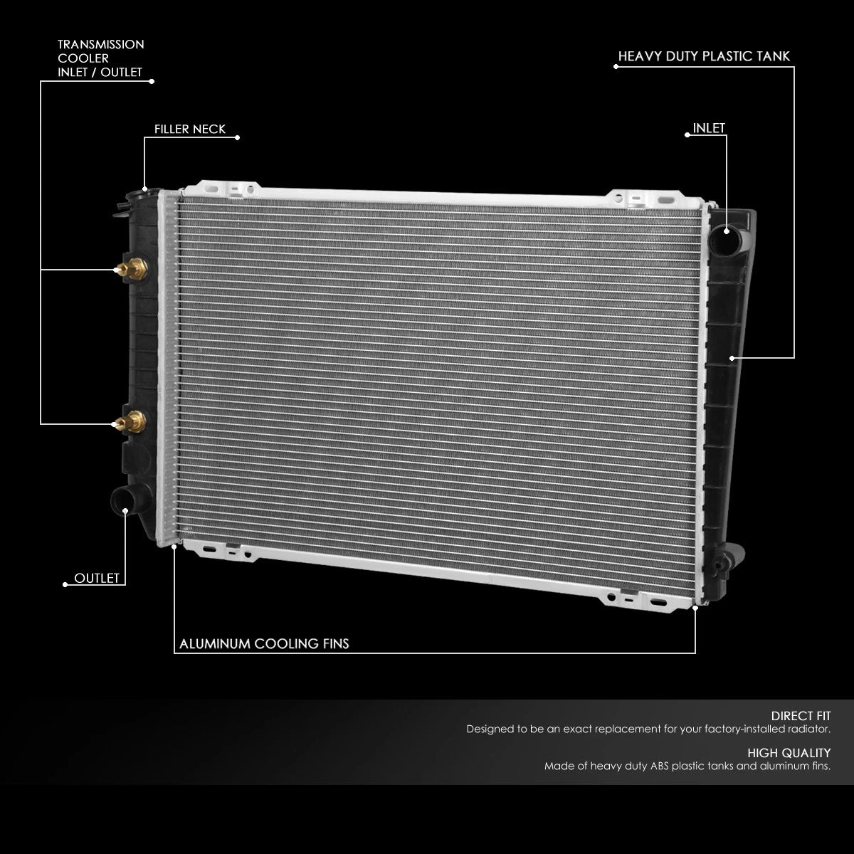 Aluminum Radiator for Mercury Grand Marquis Town Car 1986–1991 (5.0L 5.8L)