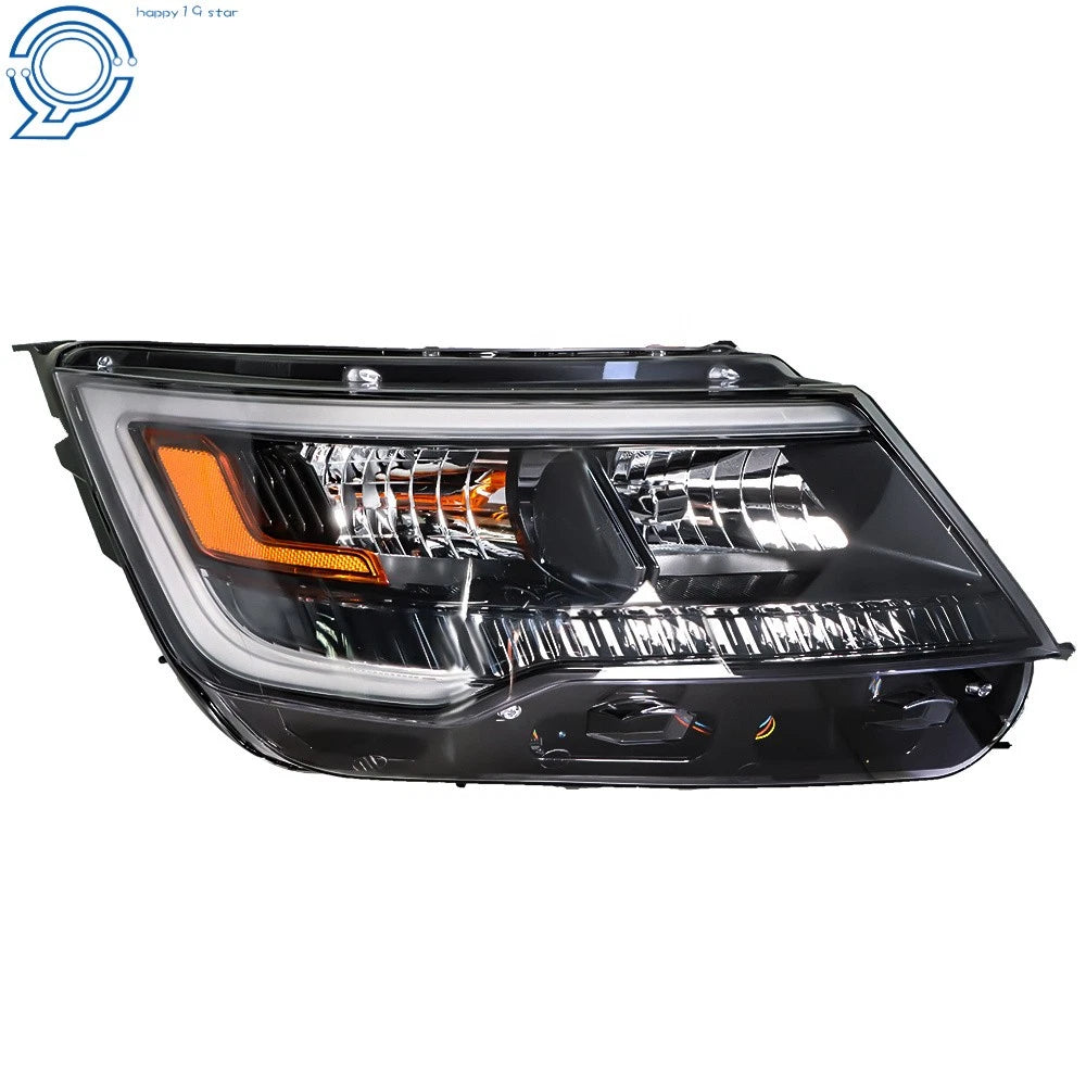Halogen Headlight for Ford Explorer Sport (2016–2018) with LED DRL Black Housing