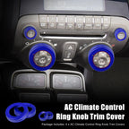 Set of 4 Blue Aluminum Alloy Center Control Ring Knob Covers for Chevrolet Camaro 